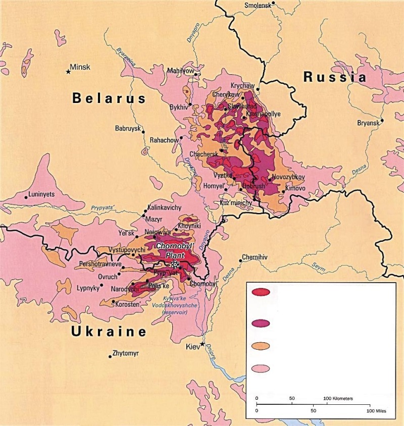 切尔诺贝利核事故，核污染分布图